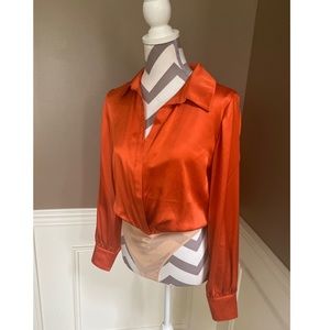 Cinq a Sept 100% silk wrap blouse bodysuit.